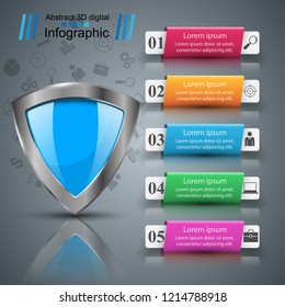 Shield, security - business paper infographic. Vector eps 10