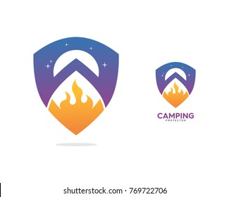 Shield Security Camping Night Nowhere Full Moon Fire Wildlife Adventure Time Logo