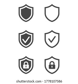 Proteger con seguridad y marcar el icono aislado en el fondo blanco. Conjunto de iconos. Ilustración vectorial.