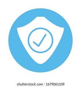 shield security with check symbol block style icon vector illustration design