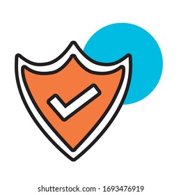 Schildsicherheit mit Sichtmarkenlinie und Vektorillustration-Design für Stilsymbole