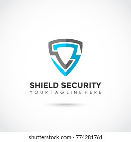 Shield Security Flat Logo Design. Vector Illustrator Eps.10