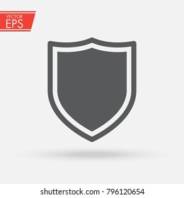 Shield security glossy symbol. Danger / Piracy security sign. Hacking, Ddos-attack, Spam, Computer Virus safety Concept. Vector Illustration. Computer antivirus danger sign.