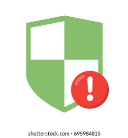 Shield security icon with attention sign