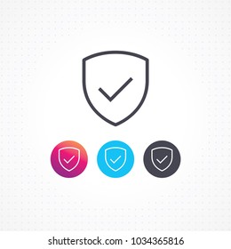 Shield security icon. Shield with check mark icon. Shield protection vector illustration. Flat line design protection and security for website and mobile apps
