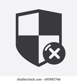 Shield security icon with cross sign