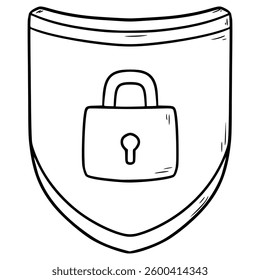 shield security icon illustration hand drawn outline vector