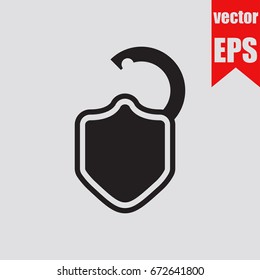 Shield security icon isolated on grey background.Vector illustration.
