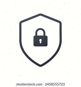 Icono de seguridad de escudo con bloqueo. protección antivirus, símbolo de protección de privacidad. Ilustración vectorial de stock aislada