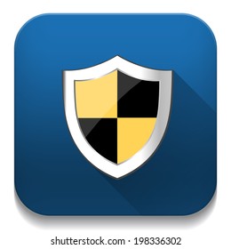 shield security icon With long shadow over app button