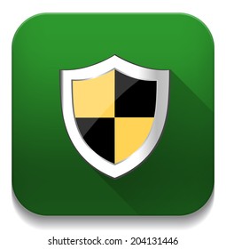 shield security icon With long shadow over app button