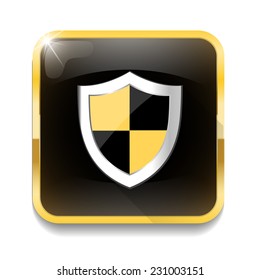 shield security icon With long shadow over app button