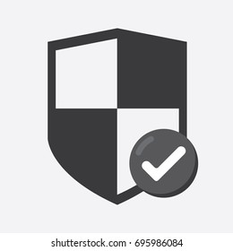 Shield Security Icon With Tick Sign