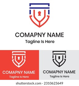 Shield security illustration logo design	
