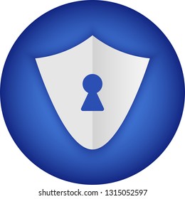 Shield of the security of information on the Internet on blue background. shield icon vector. Digital Ethics and Privacy concept