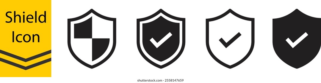 shield security line icons in vintage style. vector, line icon set, sign, symbol.