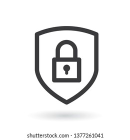Shield security with lock icon. Flat style - stock vector.