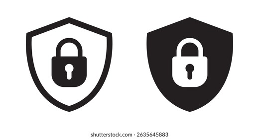 Proteja a segurança com o ícone de cadeado. Ícone de vetor de segurança de proteção e senha. Sinal de privacidade de acesso ao firewall. Bloquear ícone de segurança para a página de logon. Emblema de guarda de site.
