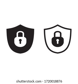 Proteger con el símbolo de bloqueo. Ilustración de icono de protección, seguridad y protección mediante contraseña. Signo de privacidad de acceso al cortafuegos. Bloquear icono de seguridad para la página de inicio de sesión. emblema de la guardia del sitio web.