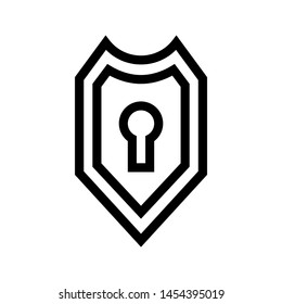 Shield security lock thin line icon. Black shield outline icon. Editable stroke vector.