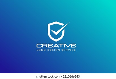 Shield security logo in abstract style