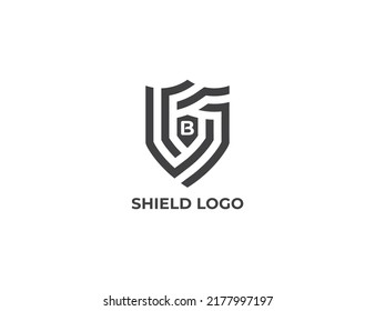 Shield Security Logo Concept sign icon symbol Design with Letter B. Shield Vector Logo Design. Vector illustration logo template