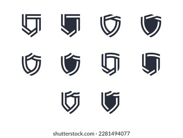 Shield Security Logo Concept symbol icon sign Element Design. Cyber, Protection, Guardian Logotype. Vector illustration template