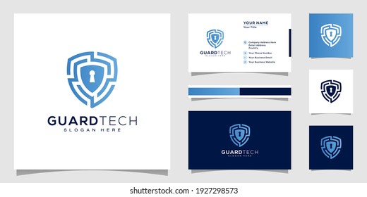 shield security logo design and business card