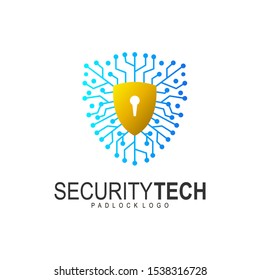 Shield security logo design vector. shield logo and padlock design vector