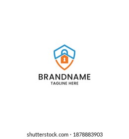 Shield Security logo icon design template. Padlock, key, modern vector