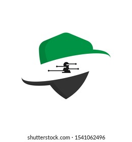 Shield Security logo. Shield and padlock Protection logo