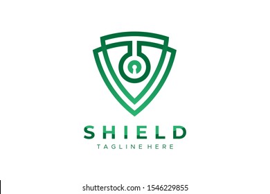 Shield Security Logo Protection Symbol Secure Icon Flat Line Vector Logo Template