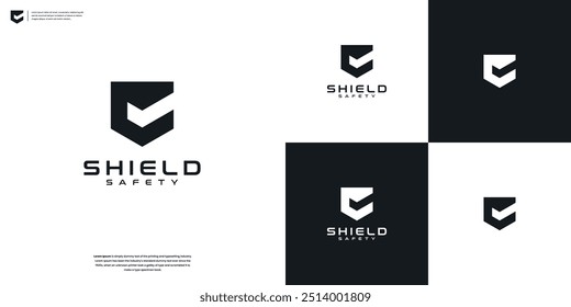 Shield Security Logo Protection Symbol Vector Logo Design Template