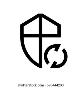 Shield, security mini line, icon, background and graphic. The icon is black and white, linear  flat, vector, pixel perfect, minimal, suitable for web and print. 