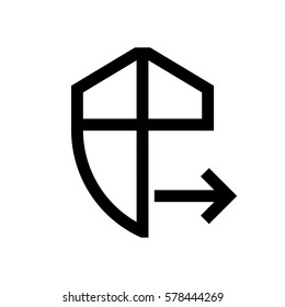 Shield, security mini line, icon, background and graphic. The icon is black and white, linear  flat, vector, pixel perfect, minimal, suitable for web and print. 