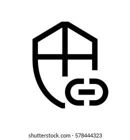 Shield, security mini line, icon, background and graphic. The icon is black and white, linear  flat, vector, pixel perfect, minimal, suitable for web and print. 