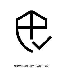 Shield, security mini line, icon, background and graphic. The icon is black and white, linear  flat, vector, pixel perfect, minimal, suitable for web and print. 