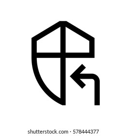 Shield, security mini line, icon, background and graphic. The icon is black and white, linear  flat, vector, pixel perfect, minimal, suitable for web and print. 