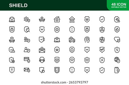 Conjunto de iconos de línea de Profesional moderno: iconos vectoriales mínimos para conceptos de protección y seguridad