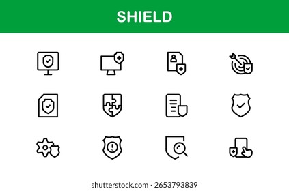 Conjunto de iconos de línea de Profesional moderno: iconos vectoriales mínimos para conceptos de protección y seguridad