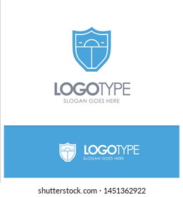 Shield, Security, Motivation Blue Solid Logo with place for tagline