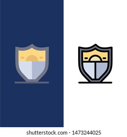 Shield, Security, Motivation  Icons. Flat and Line Filled Icon Set Vector Blue Background