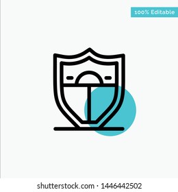 Shield, Security, Motivation turquoise highlight circle point Vector icon