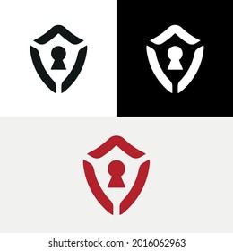 Shield Security Person Lock Abstract Logo