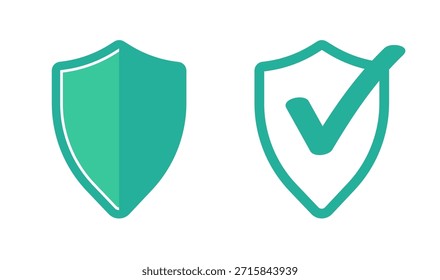 Escudo proteção de segurança marca de verificação ícone vetor moderno simples desenhos animados planos ilustração gráfica, segurança verificar confiança símbolo sinal, guarda aprovado emblema emblema de sucesso, defesa de privacidade
