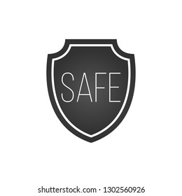 shield security protection icon with safe sign. Vector illustration isolated on white background.