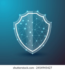 Blindaje, símbolo de seguridad y protector. Concepto de escudo de seguridad, símbolo de escudo de protección poligonal bajo brillante futurista. Concepto de privacidad de Internet o protección cibernética o antivirus. Medicina sanitaria