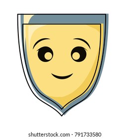 Shield security symbol smiling cartoon