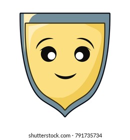 Shield security symbol smiling cartoon
