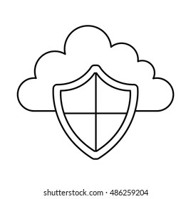 shield security system flat icon vector illustration design
